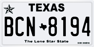 TX license plate BCN8194