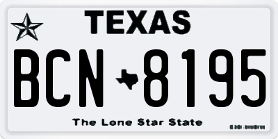TX license plate BCN8195