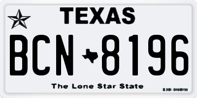 TX license plate BCN8196