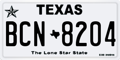 TX license plate BCN8204