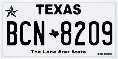 TX license plate BCN8209