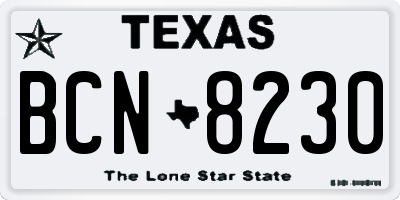 TX license plate BCN8230