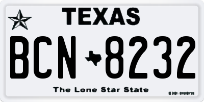 TX license plate BCN8232