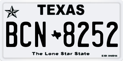 TX license plate BCN8252