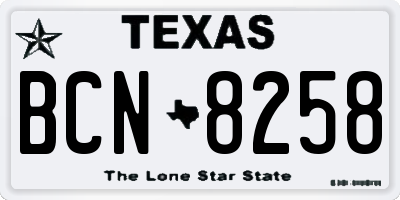 TX license plate BCN8258