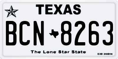 TX license plate BCN8263