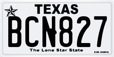 TX license plate BCN827