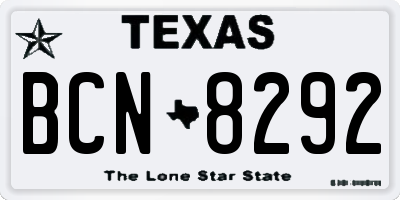 TX license plate BCN8292