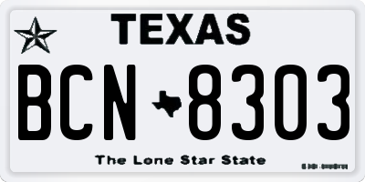 TX license plate BCN8303
