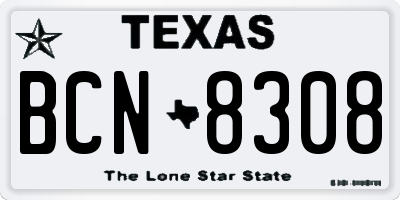 TX license plate BCN8308