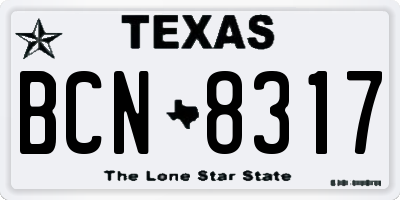 TX license plate BCN8317