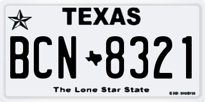 TX license plate BCN8321