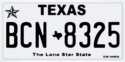 TX license plate BCN8325