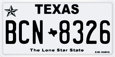 TX license plate BCN8326