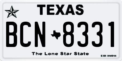 TX license plate BCN8331