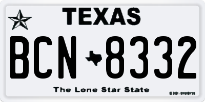 TX license plate BCN8332