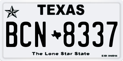 TX license plate BCN8337