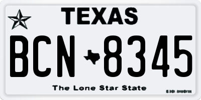 TX license plate BCN8345