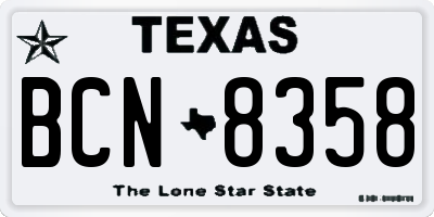 TX license plate BCN8358