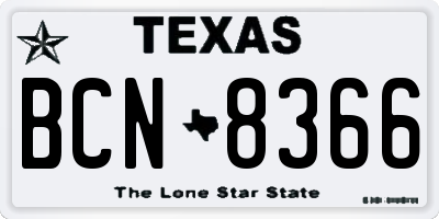 TX license plate BCN8366