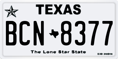 TX license plate BCN8377