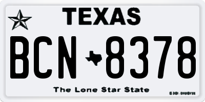 TX license plate BCN8378