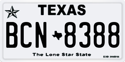 TX license plate BCN8388