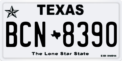 TX license plate BCN8390
