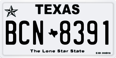 TX license plate BCN8391