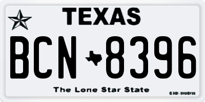TX license plate BCN8396