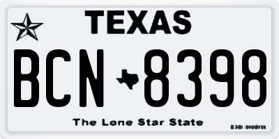 TX license plate BCN8398
