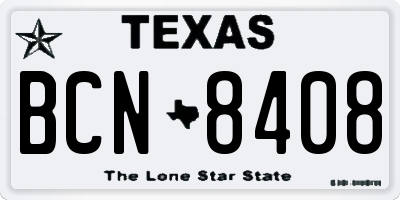 TX license plate BCN8408