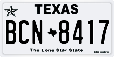 TX license plate BCN8417