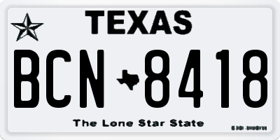 TX license plate BCN8418