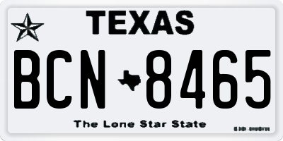 TX license plate BCN8465
