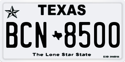 TX license plate BCN8500