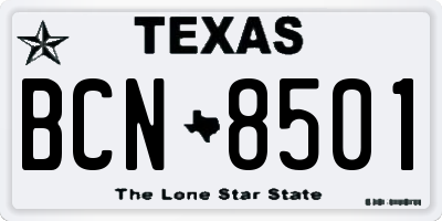 TX license plate BCN8501