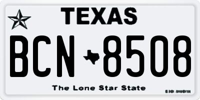 TX license plate BCN8508