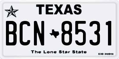 TX license plate BCN8531