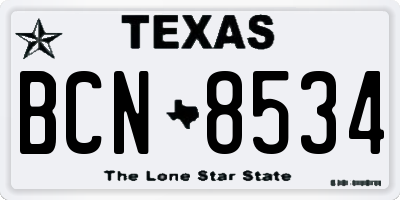 TX license plate BCN8534