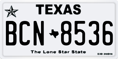 TX license plate BCN8536