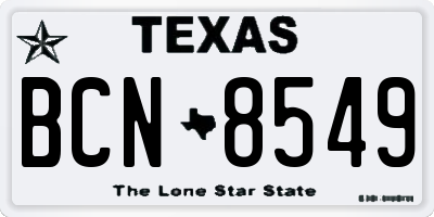 TX license plate BCN8549