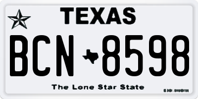 TX license plate BCN8598