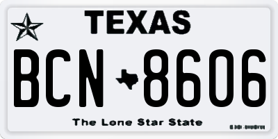 TX license plate BCN8606