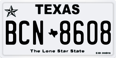 TX license plate BCN8608
