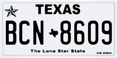 TX license plate BCN8609