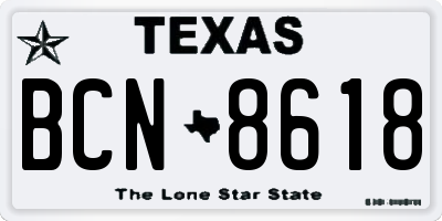 TX license plate BCN8618