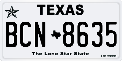 TX license plate BCN8635