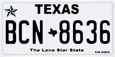TX license plate BCN8636