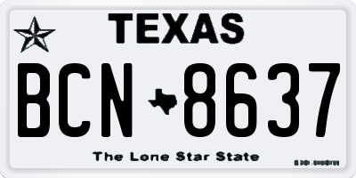 TX license plate BCN8637